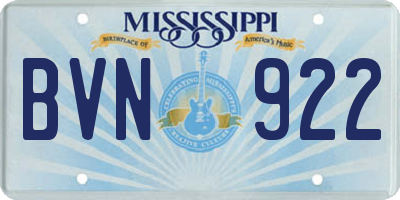 MS license plate BVN922