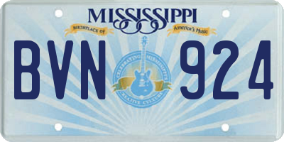 MS license plate BVN924