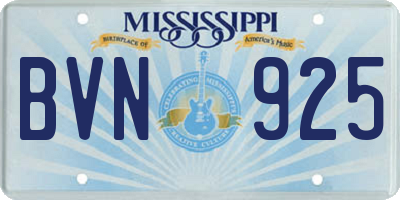MS license plate BVN925