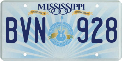 MS license plate BVN928