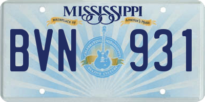 MS license plate BVN931