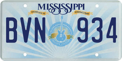 MS license plate BVN934