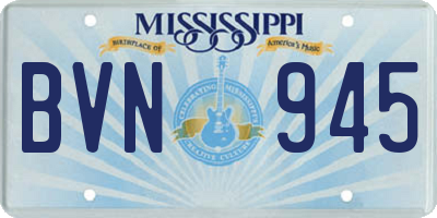 MS license plate BVN945