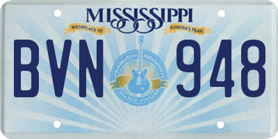 MS license plate BVN948