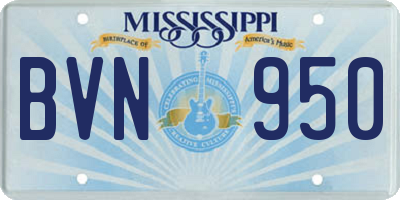 MS license plate BVN950