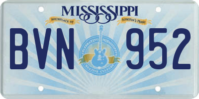 MS license plate BVN952