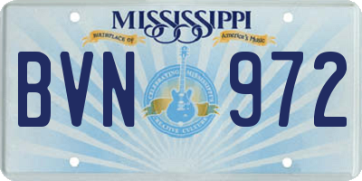 MS license plate BVN972