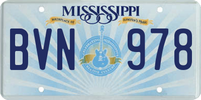 MS license plate BVN978