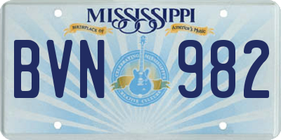 MS license plate BVN982