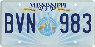 MS license plate BVN983