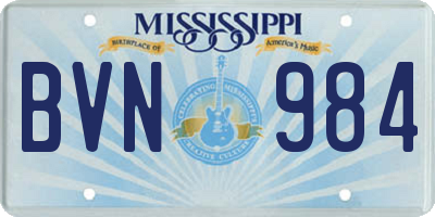MS license plate BVN984