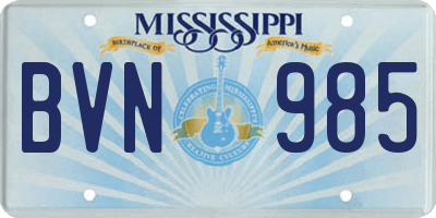 MS license plate BVN985