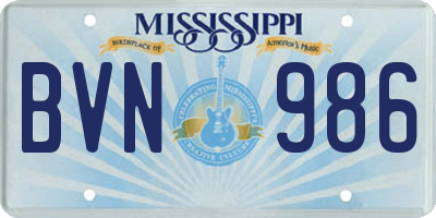 MS license plate BVN986