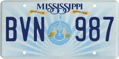 MS license plate BVN987