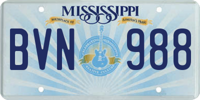 MS license plate BVN988