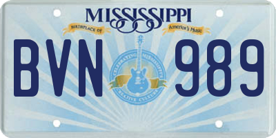 MS license plate BVN989