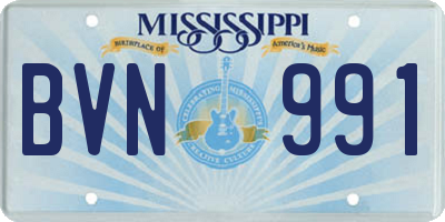 MS license plate BVN991