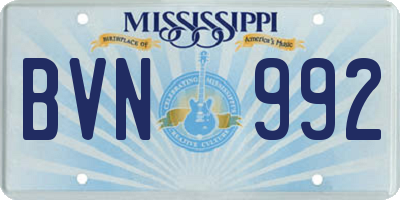 MS license plate BVN992