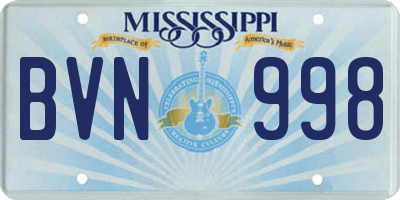 MS license plate BVN998