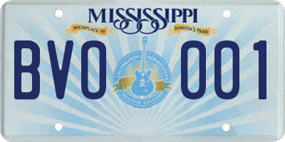 MS license plate BVO001