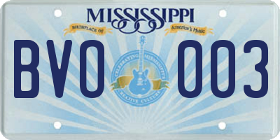 MS license plate BVO003