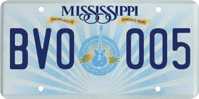 MS license plate BVO005