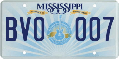 MS license plate BVO007