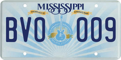 MS license plate BVO009
