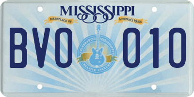 MS license plate BVO010