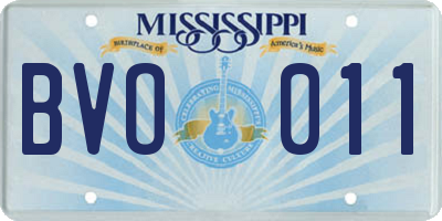 MS license plate BVO011