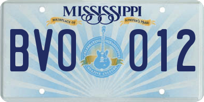 MS license plate BVO012