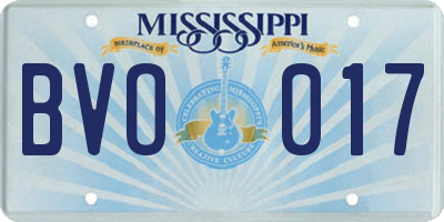 MS license plate BVO017