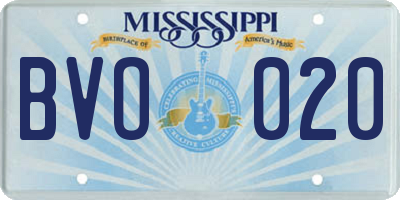 MS license plate BVO020