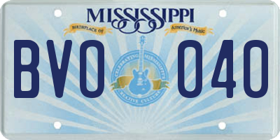 MS license plate BVO040