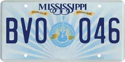 MS license plate BVO046