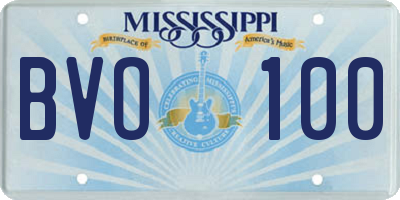MS license plate BVO100