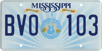MS license plate BVO103