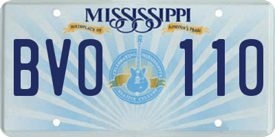 MS license plate BVO110