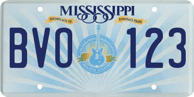 MS license plate BVO123