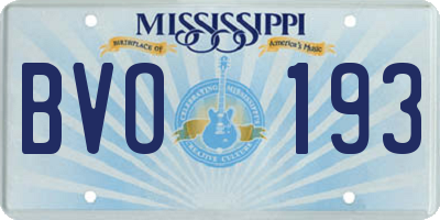 MS license plate BVO193