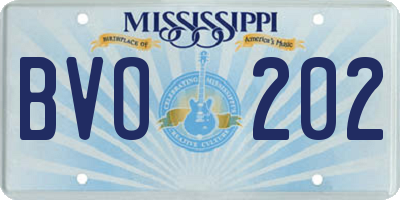 MS license plate BVO202