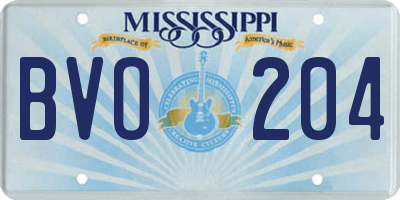 MS license plate BVO204