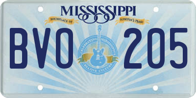 MS license plate BVO205
