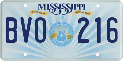 MS license plate BVO216
