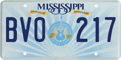 MS license plate BVO217