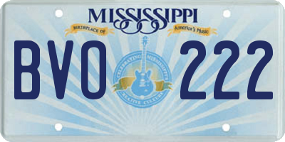 MS license plate BVO222