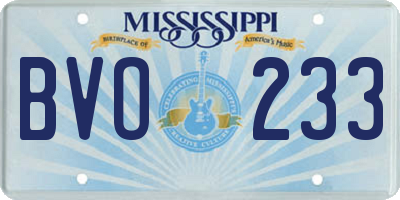 MS license plate BVO233