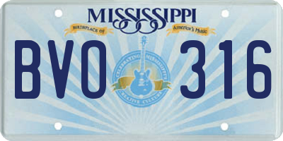 MS license plate BVO316