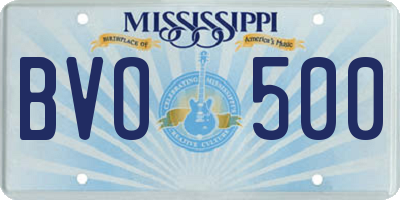 MS license plate BVO500