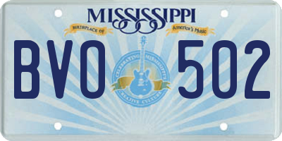 MS license plate BVO502